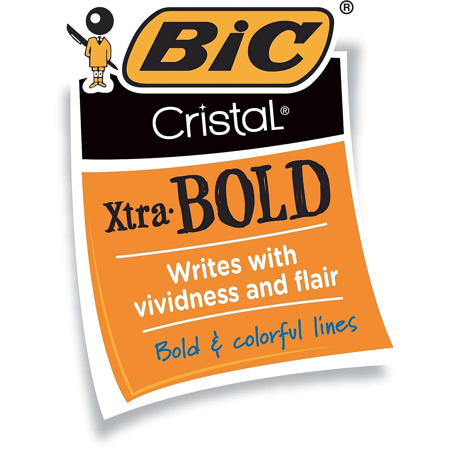 BIC Cristal Xtra Bold Ballpoint Pens, Bold Point (1.6mm) For Vivid And Dramatic Lines, Blue Ink, 24-Count Pack, Perfect Ink Pens