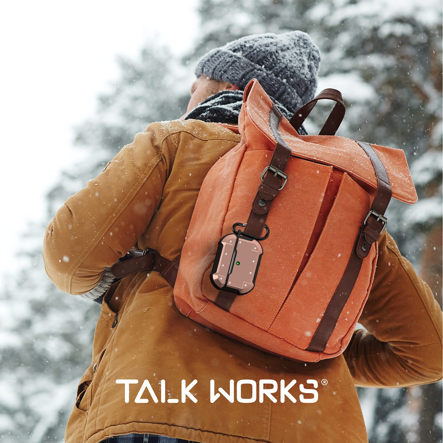 TalkWorks AirPods Pro Case - Rugged, Protective and Secure Hard Case Cover with Carabiner Clip and Visible LED Charging Indicator - Wireless Charging Compatible for Apple AirPods - Rose, (04991)