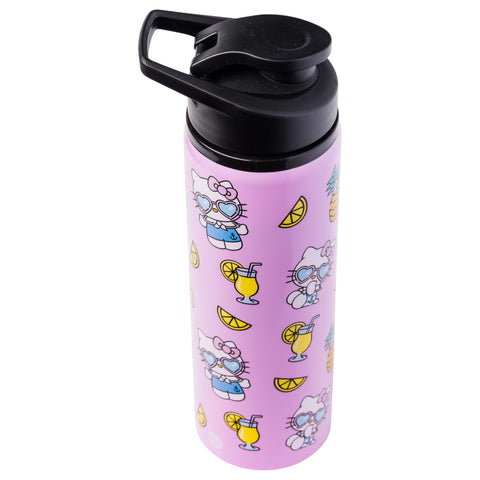 Silver Buffalo Sanrio Hello Kitty Summer Pineapples And Lemonade Stainless Steel Water Bottle, 25 Ounces