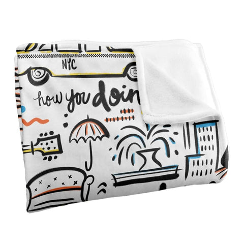 The Northwest Company - Friends TV Show How You Doin' & Pivot NYC Fleece Throw Blanket, Soft and Cozy Lightweight Plush Fabric Bed Cover and Room Décor - Size 45inx 60in