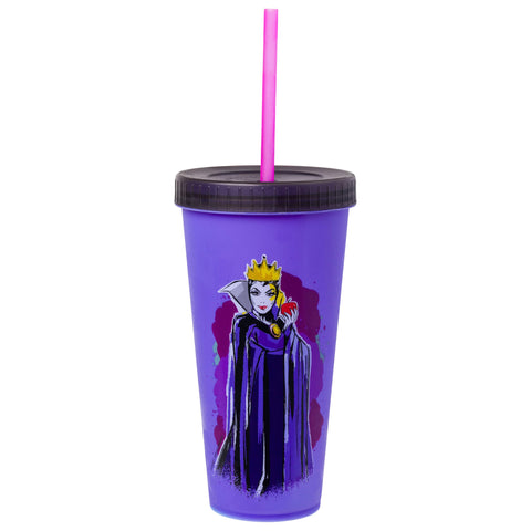Silver Buffalo Disney Villains 4 pack Color Change Plastic Tumbler Featuring The Evil Queen, Cruella De Vil, Ursula, and Maleficent, 24 Ounces