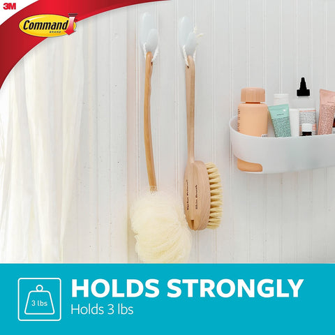 Command Bath Medium Hook Value Pack, Total 12 Medium Hooks with 6 Water Resistant Strips, 2-Pack of 6 Hooks, Organize Damage-Free