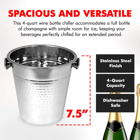 Chef Craft Hammered Champagne Bucket. 4 Quart. Stainless Steel