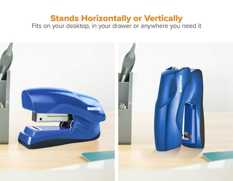 Bostitch Office Heavy Duty Stapler, 40 Sheet Capacity, No Jam, Half Strip, Fits into the Palm of Your Hand, For Classroom, Office or Desk, Navy Blue