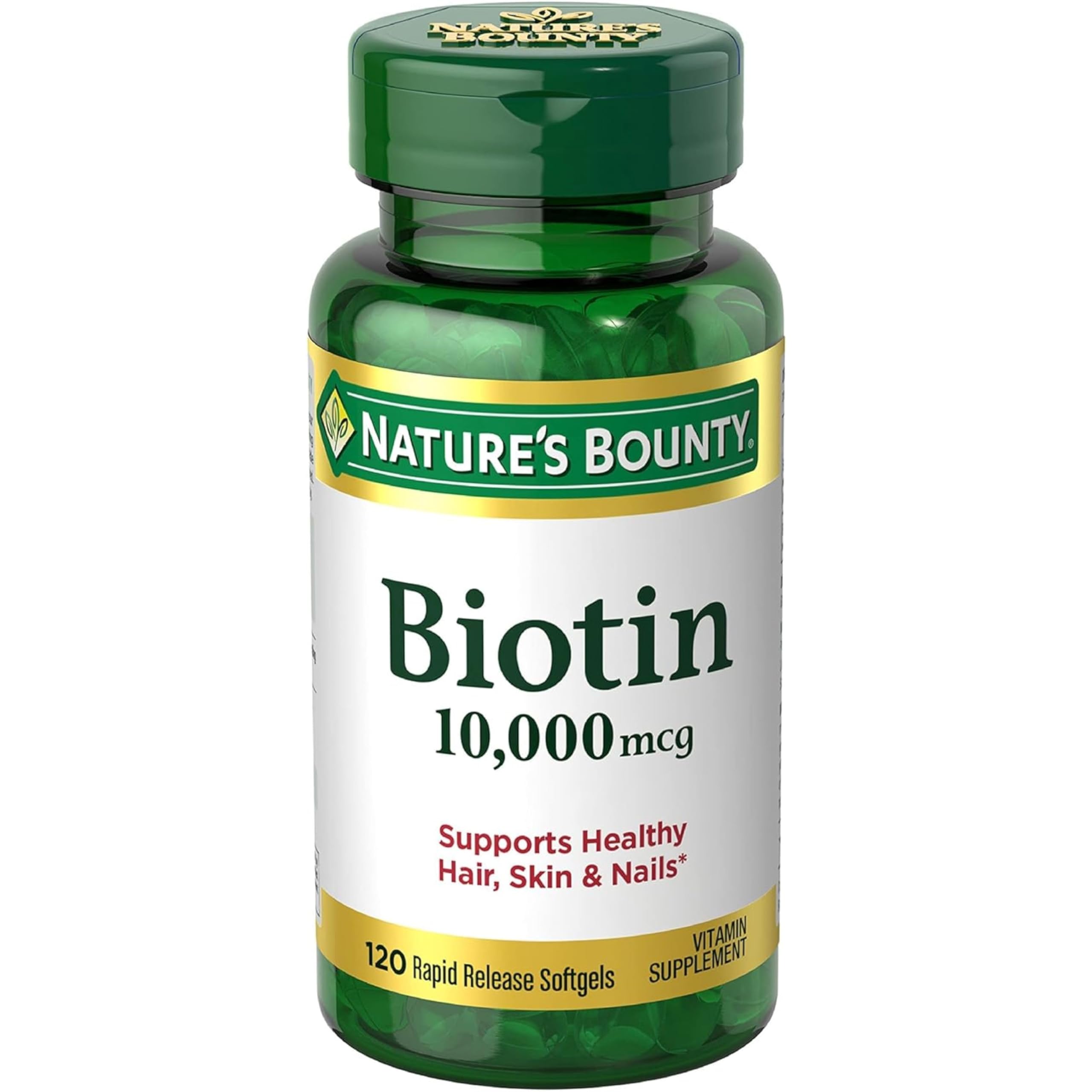 Nature's Bounty Biotin 10000 mcg Ultra Strength - 120 Softgels, Pack of 4