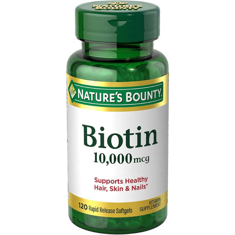 Nature's Bounty Biotin 10000 mcg Ultra Strength - 120 Softgels, Pack of 4