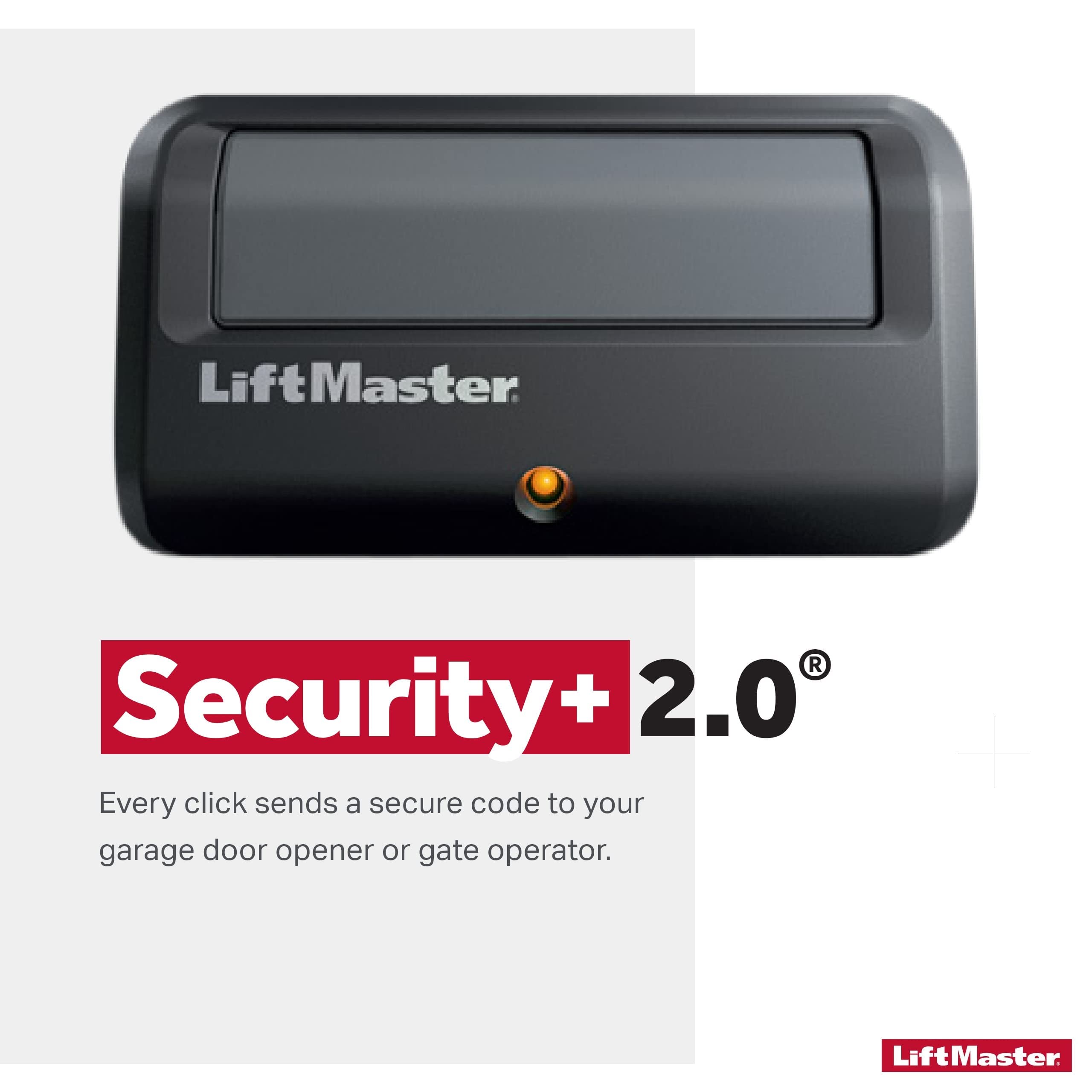 LiftMaster 891LM Security+ 2.0 1-Button Gate Operator Remote Control with Visor Clip - Compatible only with Security+ 2.0 LiftMaster gate openers with Yellow Round Learn Button and Yellow Antenna