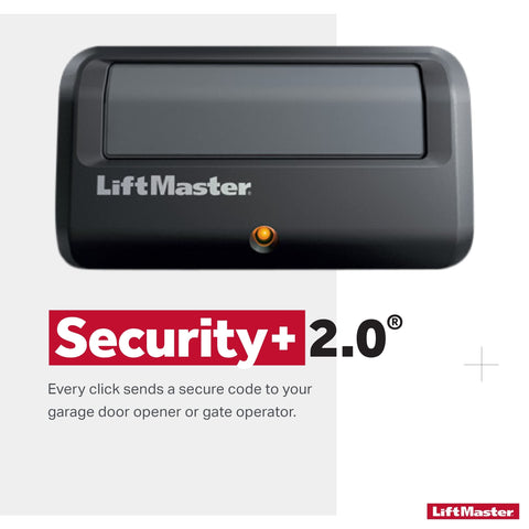 LiftMaster 891LM Security+ 2.0 1-Button Gate Operator Remote Control with Visor Clip - Compatible only with Security+ 2.0 LiftMaster gate openers with Yellow Round Learn Button and Yellow Antenna