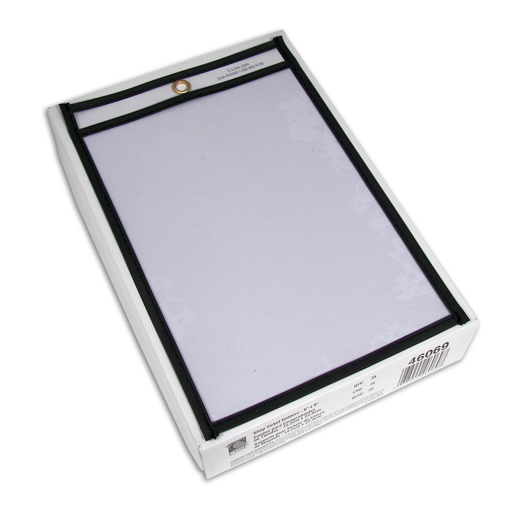 C-Line Stitched Shop Ticket Holders, Both Sides Clear, 6 x 9 Inches, 25 per Box (46069)