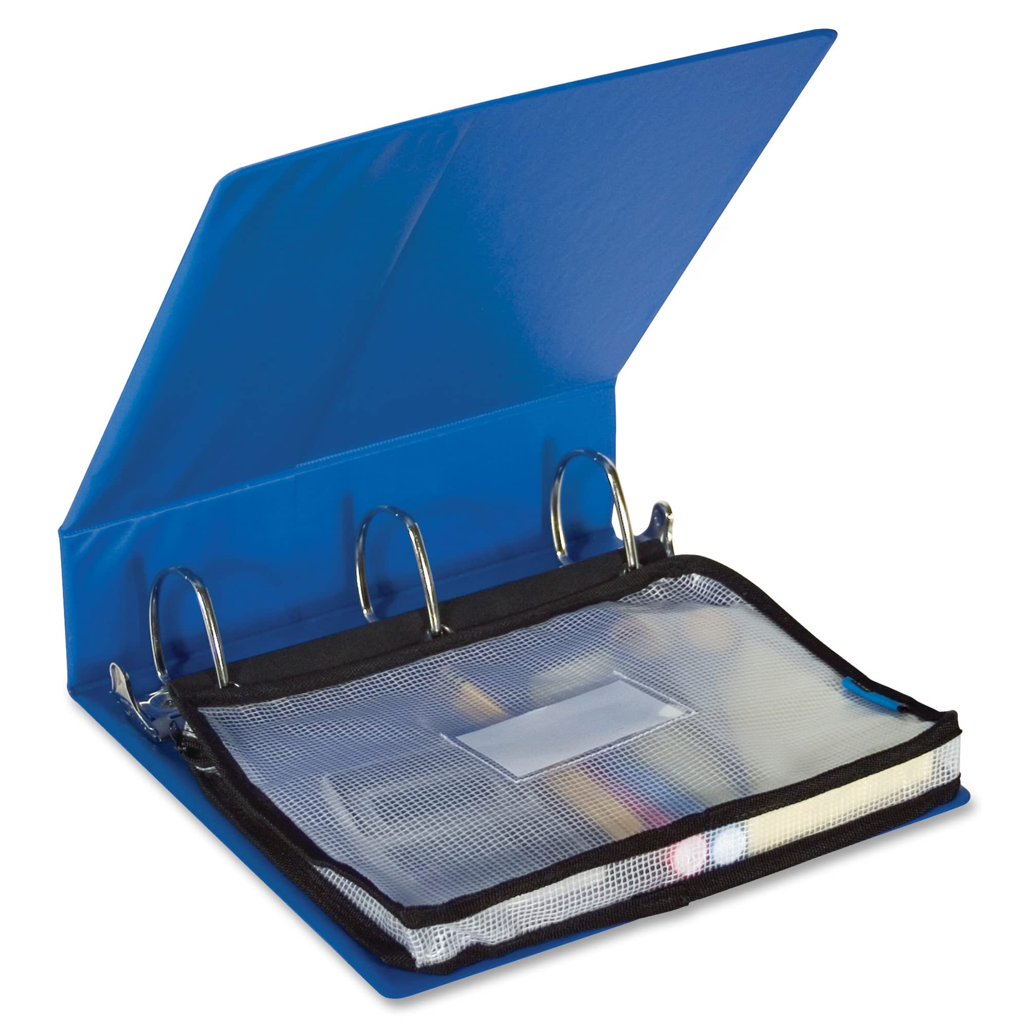 Advantus Expanding Zipper Pouch, 13 x 9.25, Black/Clear