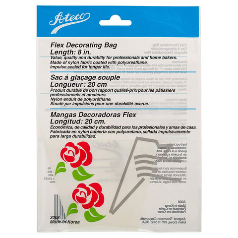 Ateco Flex Decorating Bag, Coated Nylon, 8-Inch, Reusable Baking Supply, White