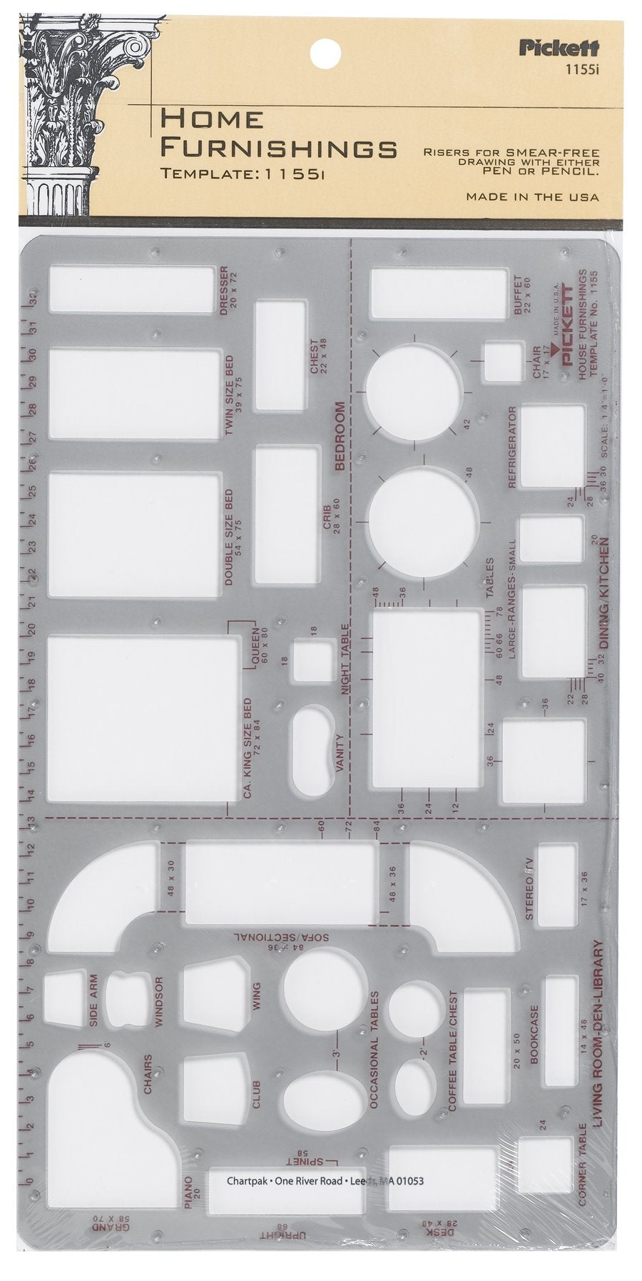 Pickett Home Furnishings Template, 1/4 Inch Scale (1155I)