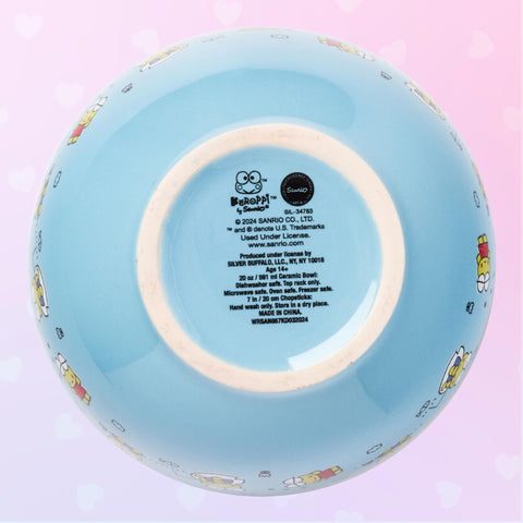 Silver Buffalo Sanrio Hello Kitty and Friends Keroppi Fishing and Doodling Ceramic Ramen Noodle Rice Bowl with Chopsticks, Microwave Safe, 20 Ounces