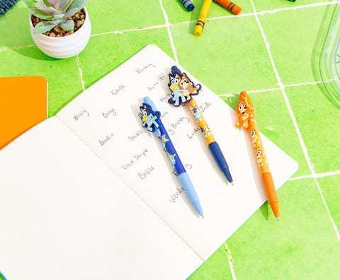 Innovative Designs Bluey and Bingo 3pk Character Pens with Rubber Clips