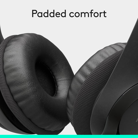 Logitech H390 Wired Headset for PC/Laptop, Stereo Headphones with Noise Cancelling Microphone, USB-A, in-Line Controls, Works with Chromebook - Black