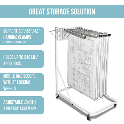 Adir Mobile Blueprint Holder – Construction Plan Rack, Map Organizer, Blueprint Rack, and Poster Display Rack for Jobsite and Office (Without Blueprint Clamps)