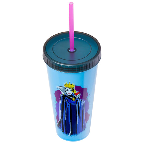 Silver Buffalo Disney Villains 4 pack Color Change Plastic Tumbler Featuring The Evil Queen, Cruella De Vil, Ursula, and Maleficent, 24 Ounces