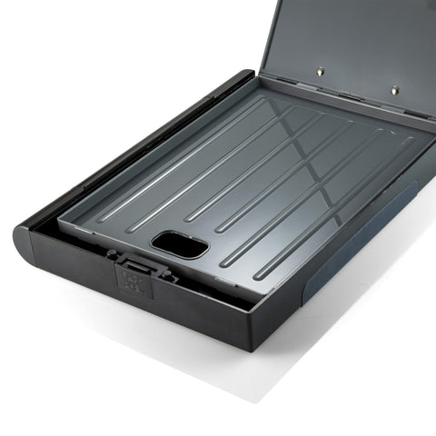 Officemate Double Storage Clipboard, Form Holder with 2 Compartments, Magnetized Storage, Pen Holder & Clip, Letter Size, Recycled Plastic, Gray/Black (83357)