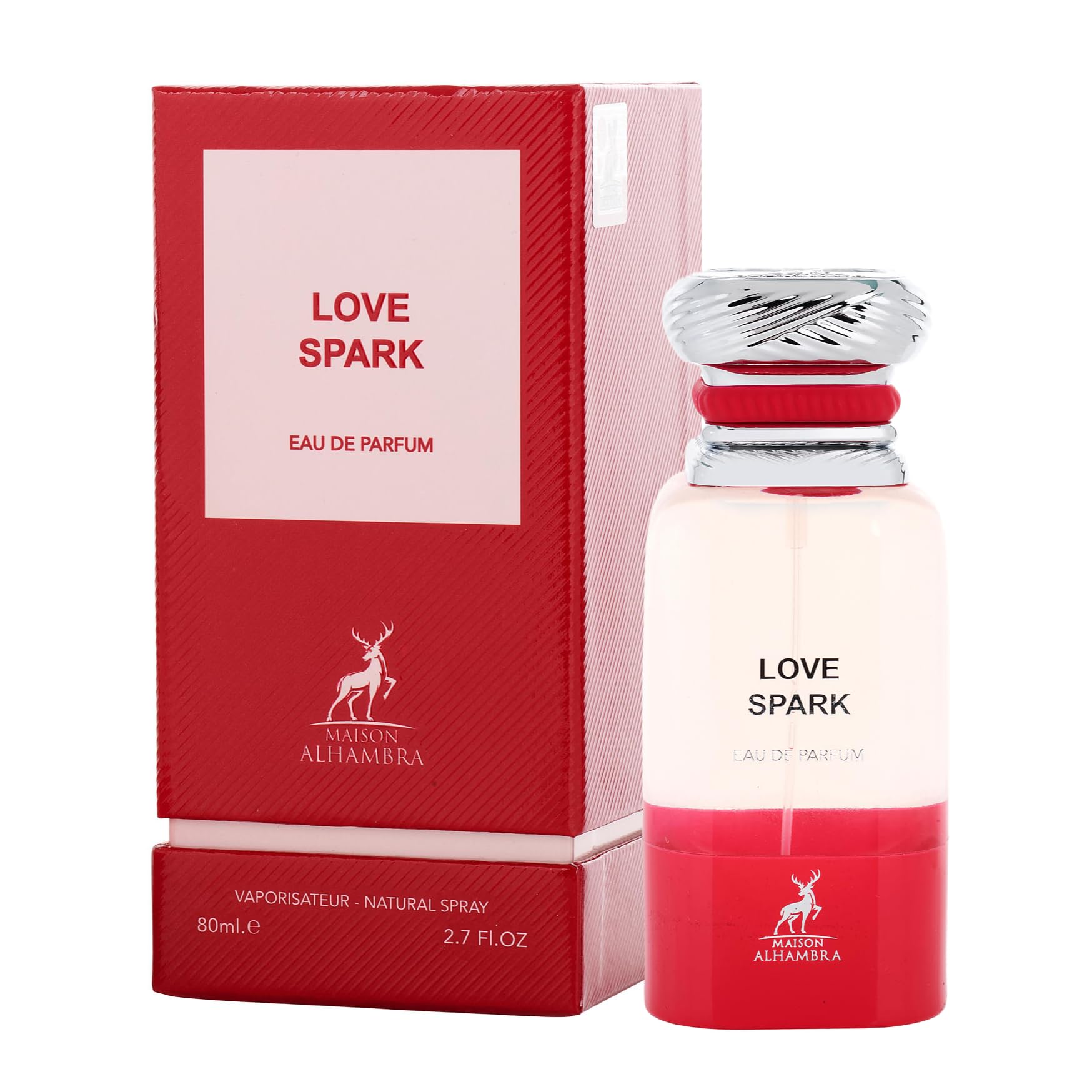 Maison Alhambra Love Spark – Fruity, Spicy, Floral, Musky – Eau de Parfum Spray Long-Lasting Fragrance for Unisex, 2.7 Ounce / 80 ml