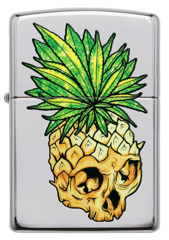 Zippo Leaf Skull Pineapple Design High Polish Chrome Pocket Lighter