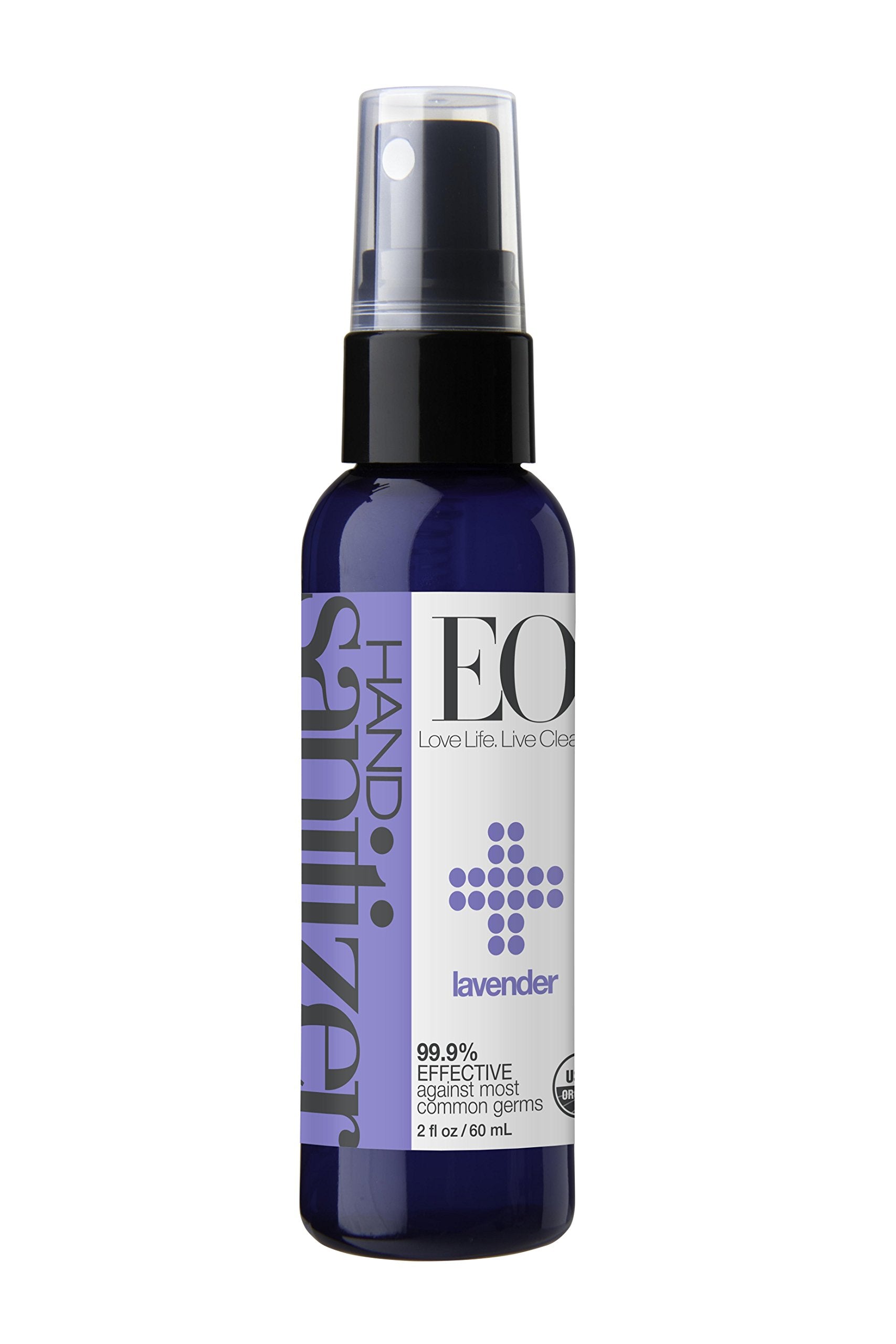 EO Hand Sanitizer Spray, 2 Ounce (Pack of 2), French Lavender, Sugarcane Derived Alcohol with Essential Oils, TSA friendly