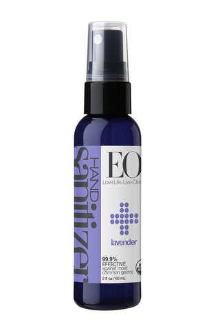 EO Hand Sanitizer Spray, 2 Ounce (Pack of 2), French Lavender, Sugarcane Derived Alcohol with Essential Oils, TSA friendly