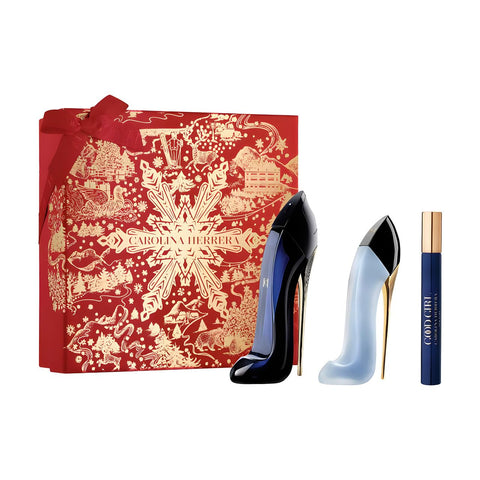 Good Girl by Carolina Herrera for Women - 3 Pc Gift Set 2.7oz EDP Spray, 0.33oz EDP Spray (Mini), 1oz Hair Mist