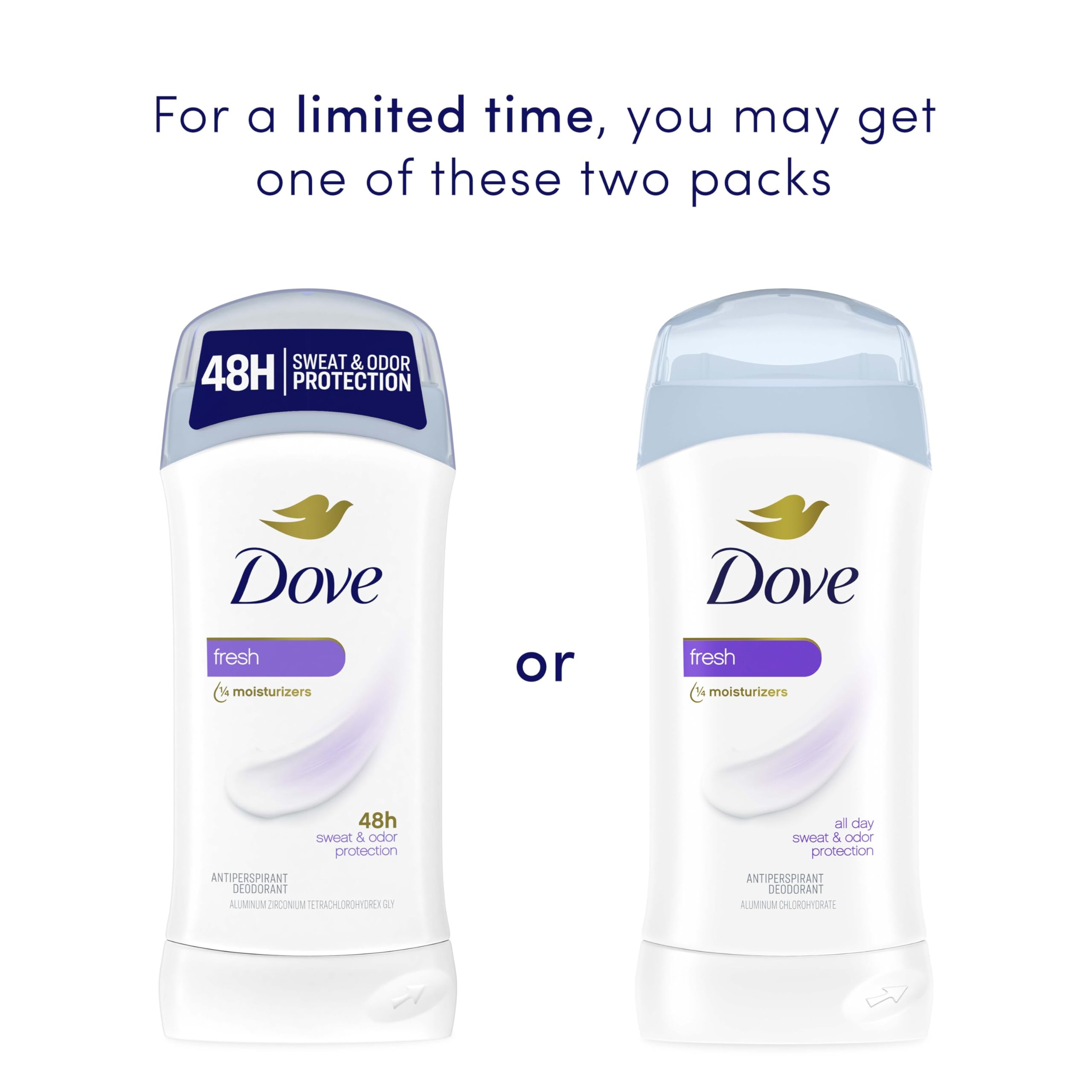 Dove Invisible Solid Antiperspirant Deodorant Stick 2 Count Fresh for Women, For All Day Underarm Sweat & Odor Protection 2.6 oz