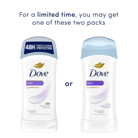 Dove Invisible Solid Antiperspirant Deodorant Stick 2 Count Fresh for Women, For All Day Underarm Sweat & Odor Protection 2.6 oz