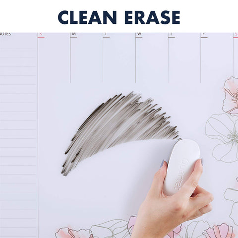 Quartet Glass Desktop Weekly Planner, 17" x 22", Whiteboard, Dry Erase Surface, Clean Erase, Includes 1 Dry Erase Marker, Floral (GDP2217F)