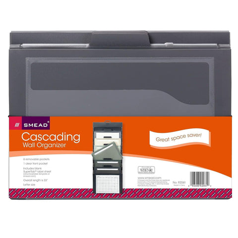 SMEAD Cascading Wall Organizer, 6 Pockets, Letter Size, Gray/Neutral Pockets (92061)