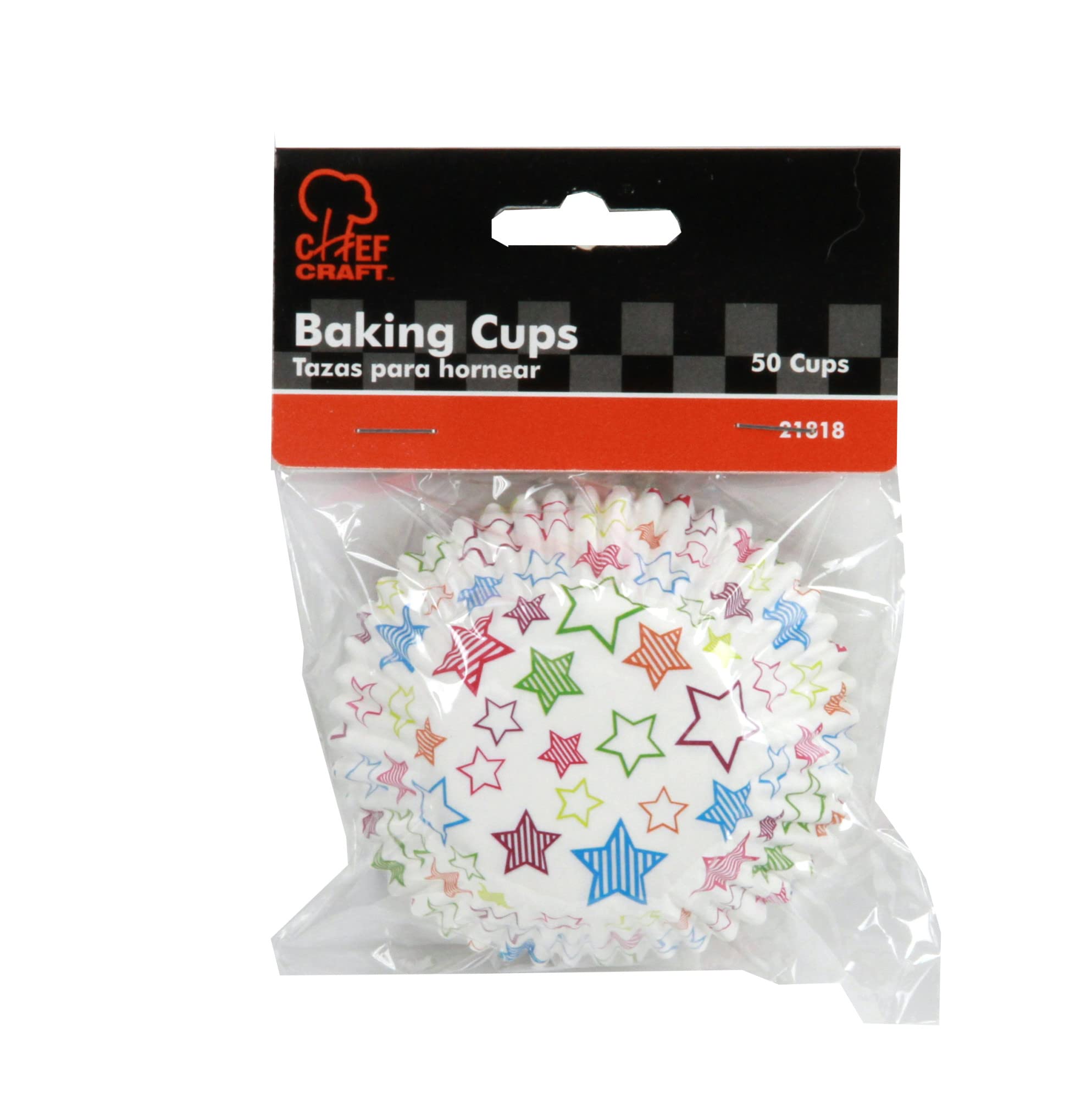 Chef Craft Paper Patterned Cupcake Liners, 50 Count, Blue/Pink/Green/Orange