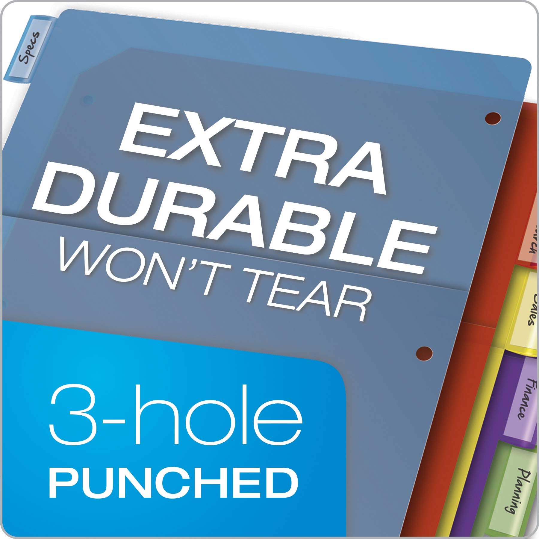 Cardinal 8-Tab Expanding Plastic Binder Dividers, Flexible Front Pockets Expand 1/4", Insertable Multicolor Tabs, Letter Size, 1 Set (84013)