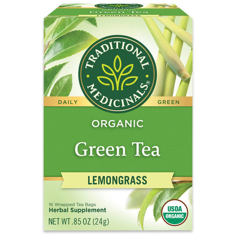 Traditional Medicinals Tea, Organic Green Tea Lemongrass - Supports Everyday Wellness - Kosher, Non-GMO -16 Tea Bags