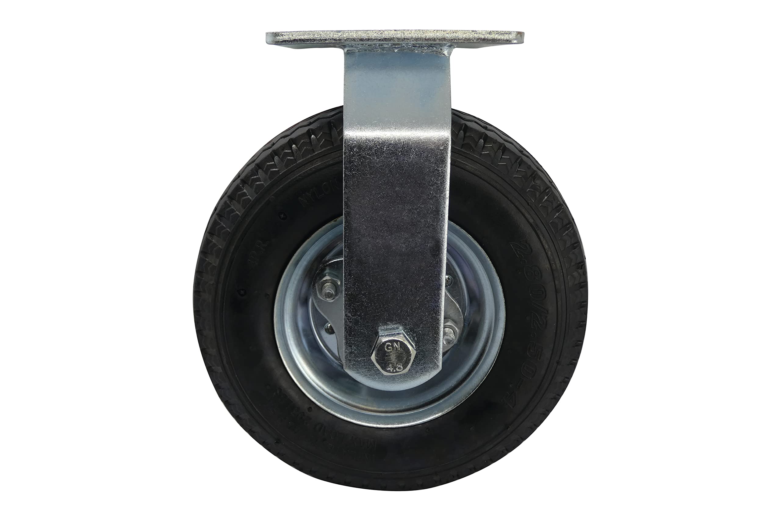 Shepherd Hardware 9795 8-Inch Pneumatic Caster Wheel, Rigid Plate, Steel Hub with Ball Bearings, 5/8-Inch Bore Centered Axle , Black