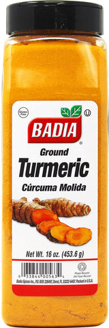 Badia Ground Turmeric Powder, 16 oz - Premium Curcuma Seasoning for Cooking, Golden Flavor & Rich Aroma