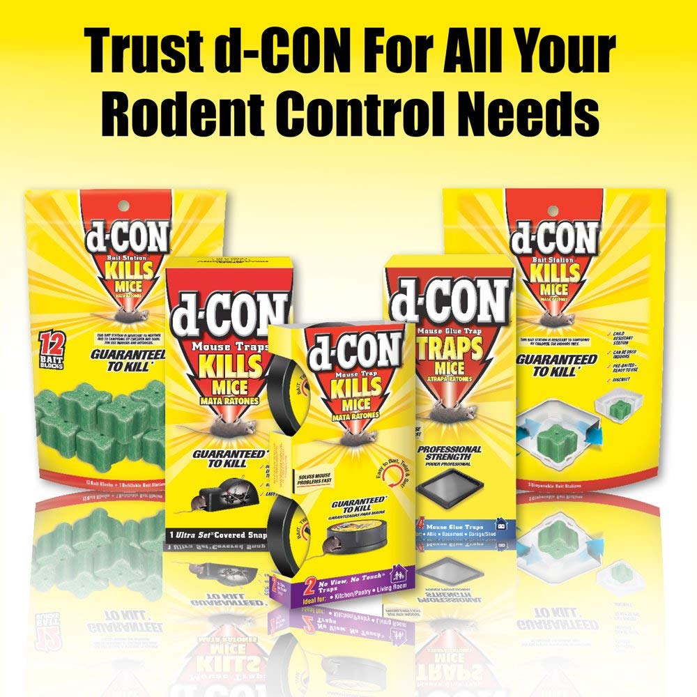 d-CON Refillable Corner Fit Mouse Poison Bait Station, 1 Trap + 12 Bait Refills