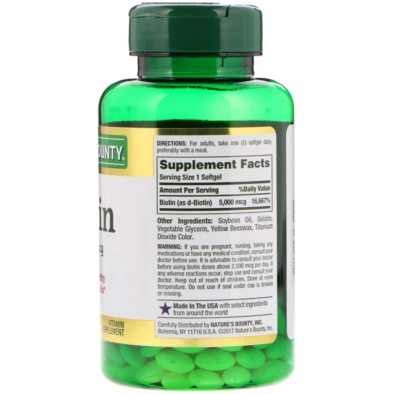 Natures Bounty Biotin 5000mcg 150 Rapid Release Softgels (Value Pack of 3)