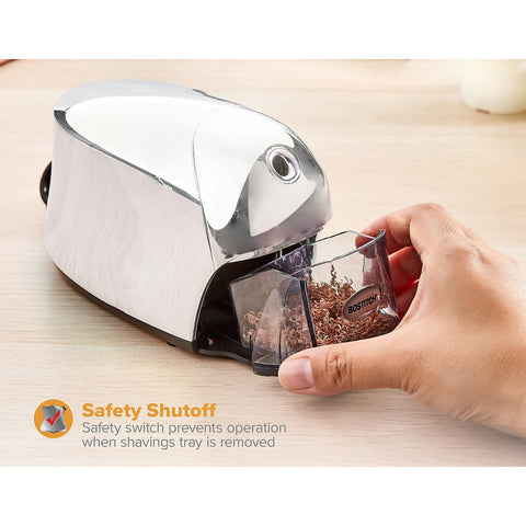 Bostitch Office QuietSharp Executive Heavy Duty Electric Pencil Sharpener, Colored-Pencil Compatible, Silver Chrome