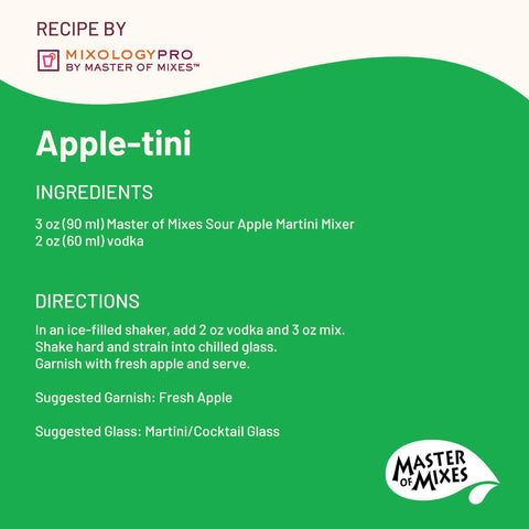 Master of Mixes Sour Apple Martini Drink Mix, Ready to Use, 1 Liter Bottle (33.8 Fl Oz), Pack of 3
