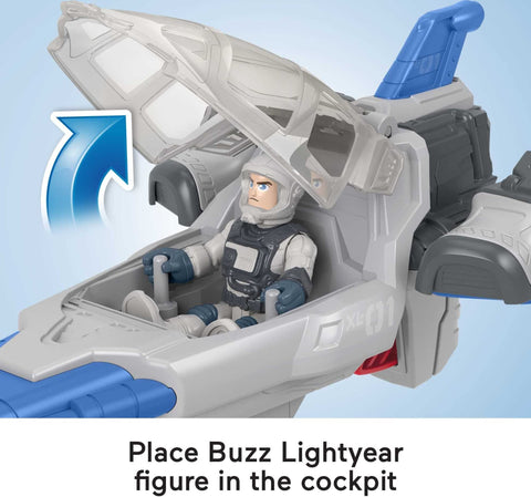 Fisher-Price Disney and Pixar Lightyear Toys Imaginext Hyperspeed Explorer XL-01 Spaceship & Buzz Lightyear Figure Set for Pretend Play Ages 3+ Years​
