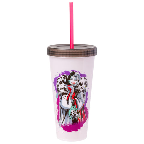 Silver Buffalo Disney Villains 4 pack Color Change Plastic Tumbler Featuring The Evil Queen, Cruella De Vil, Ursula, and Maleficent, 24 Ounces