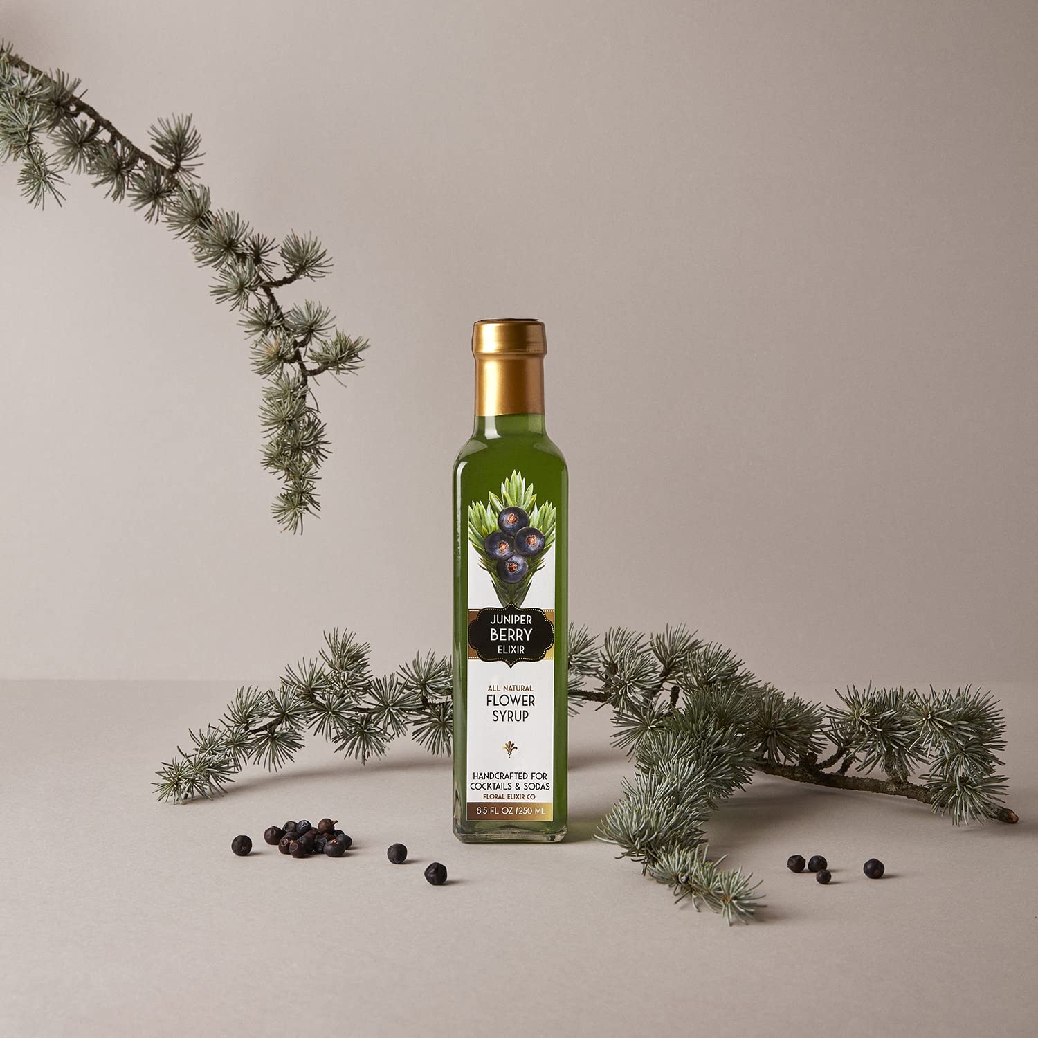 Floral Elixir Co. - All Natural Syrups for Cocktails & Sodas (2 x 8.5 oz) (Juniper Berry)