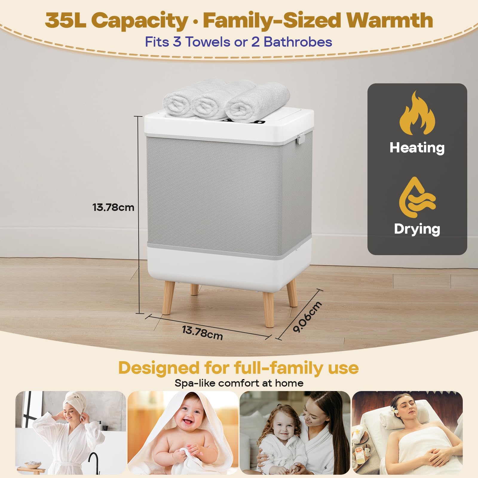 VIPBATH 35L Towel Warmer for Bathroom, Family-Sized Foldable Design with Window, Dual Safety Shut-Off for Overheat & Tip-Over, 12 Aroma Discs Gift Set, a Spa-Like Luxury for Home