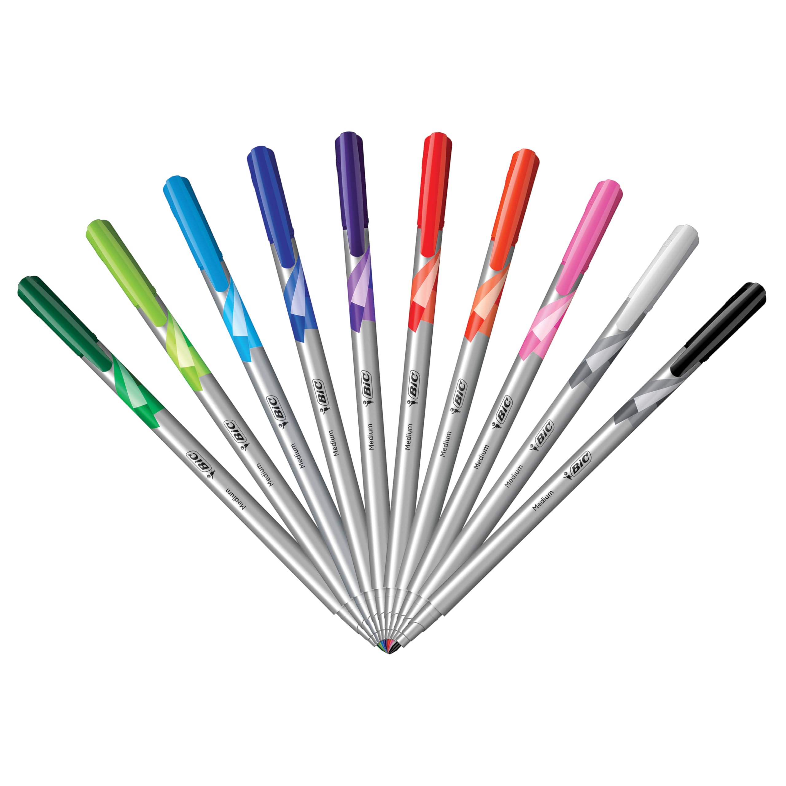 BIC Intensity Fineliner Marker Pens, Medium Point (0.7mm), Assorted Colors, Smooth Application, 10-Count