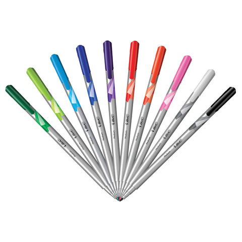 BIC Intensity Fineliner Marker Pens, Medium Point (0.7mm), Assorted Colors, Smooth Application, 10-Count