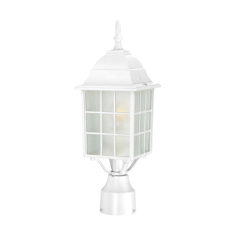 Nuvo Lighting 60/4907 Adams One Light Post Lantern 100 Watt A19 Max. Frosted Glass White Outdoor Fixture