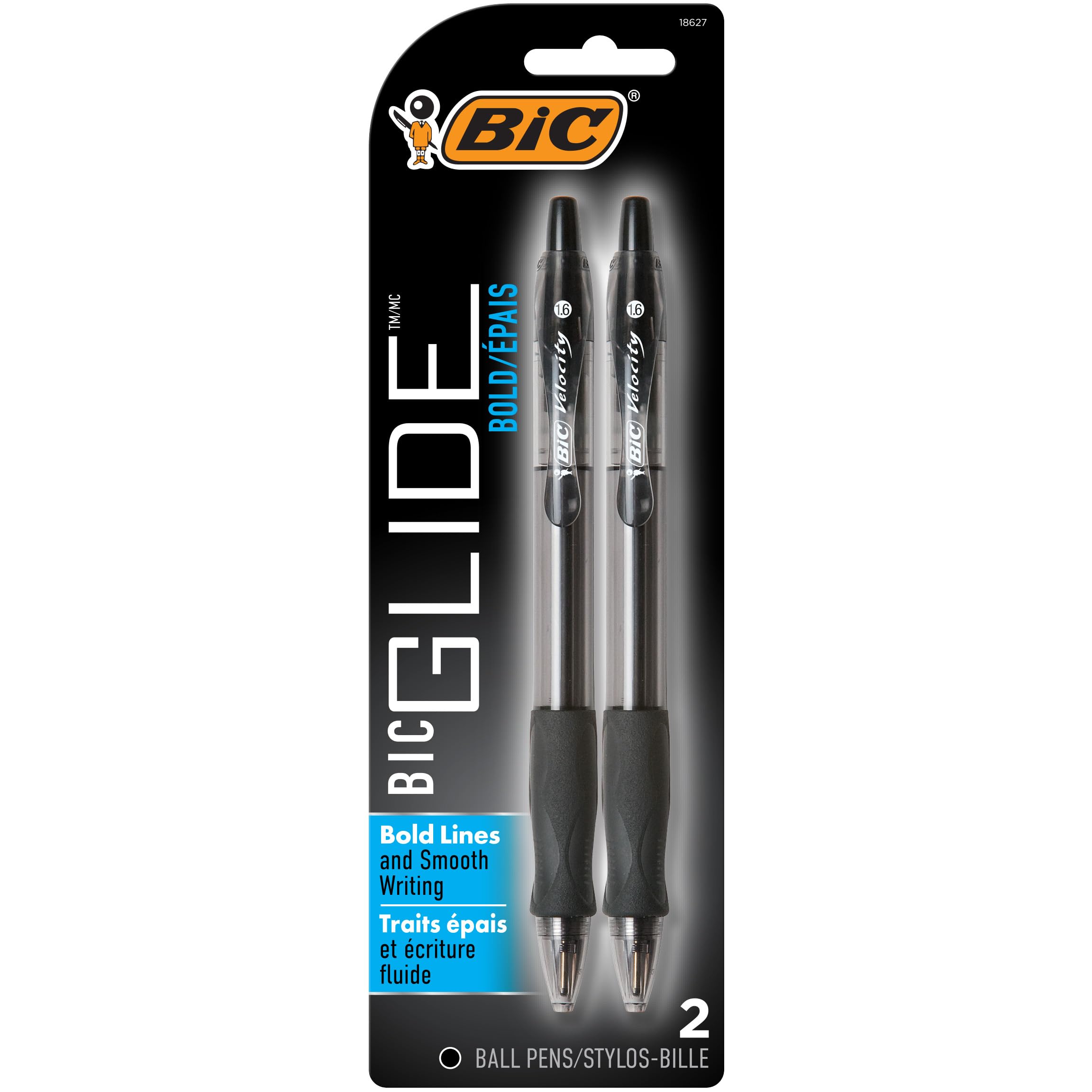 Bic Atlantis Velocity Bold Ball Pen, Black 2 ea (Pack of 2)