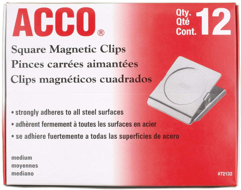 ACCO Square Magnetic Clip, 1 3/4-Inch Size, Medium, 12 Per Pack (A7072132)