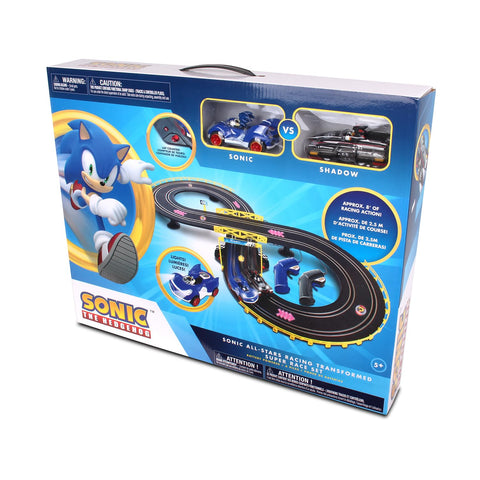 NKOK Sonic and Shadow Race Track Set with Working Lights, Lap Counter, Figure-8 Slot Car Track, Brown Box Packaging